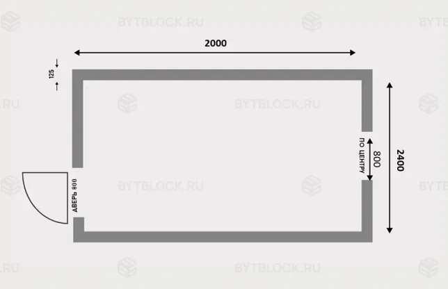 Бытовка модульная БК-00 2м