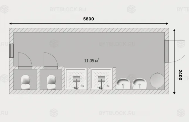 Сантехнический блок-контейнер БК-САН с туалетами и душевыми
