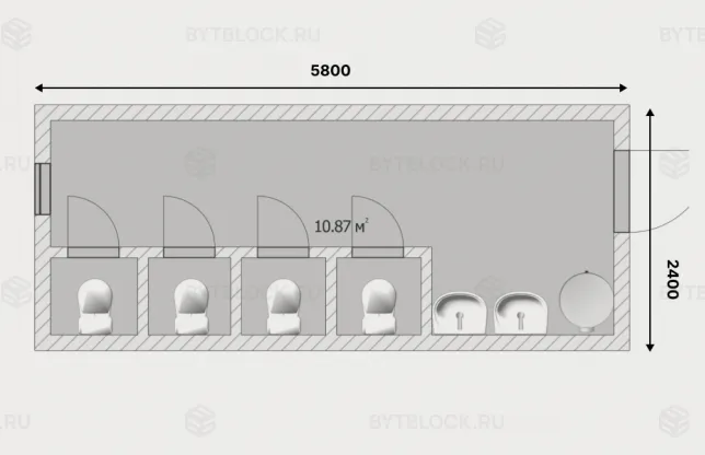 Сантехнический блок-контейнер БК-САН с туалетами
