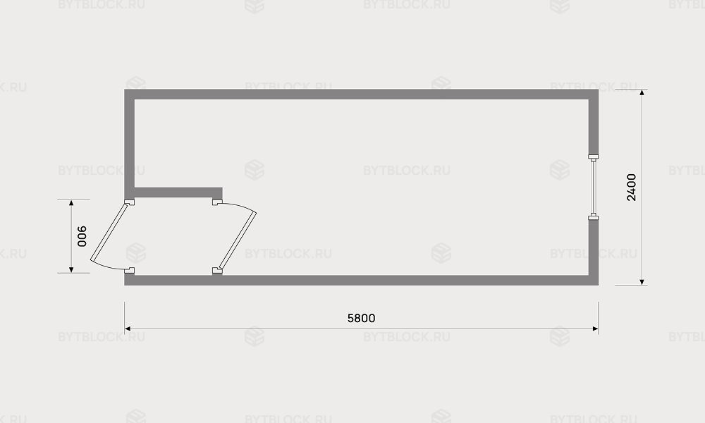Блок-контейнер БК-00 с тамбуром планировка